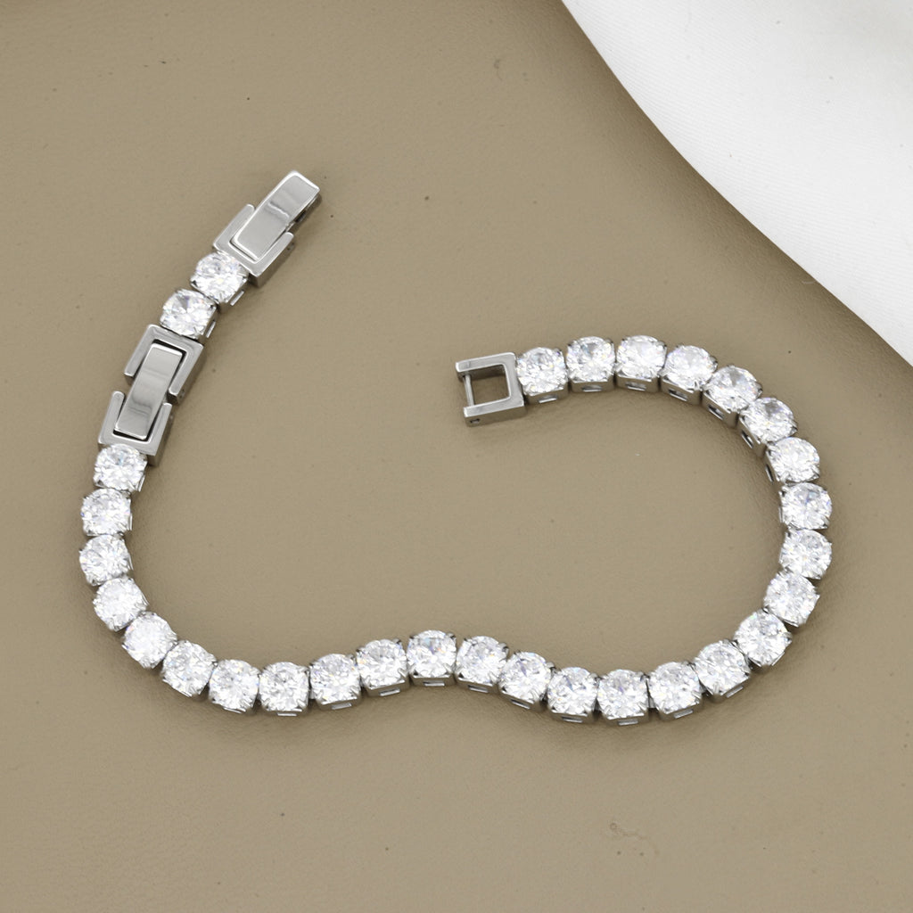 Brilliant Diamond Alternative Elegant Silver Tennis Bracelet