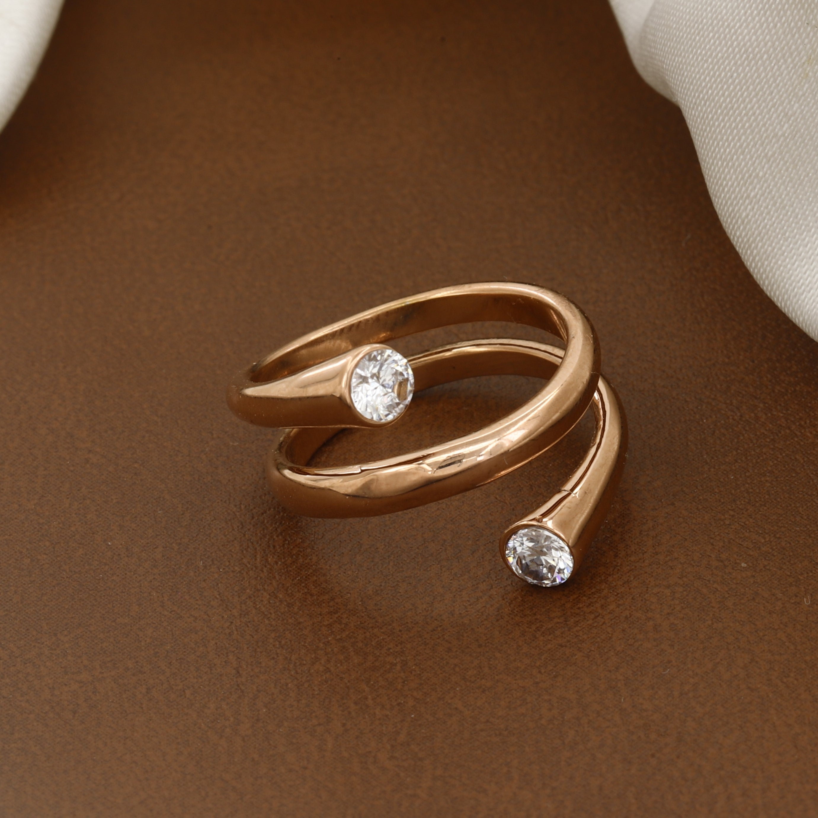 Rosegold-Tone Double Spiral Wrap Ring