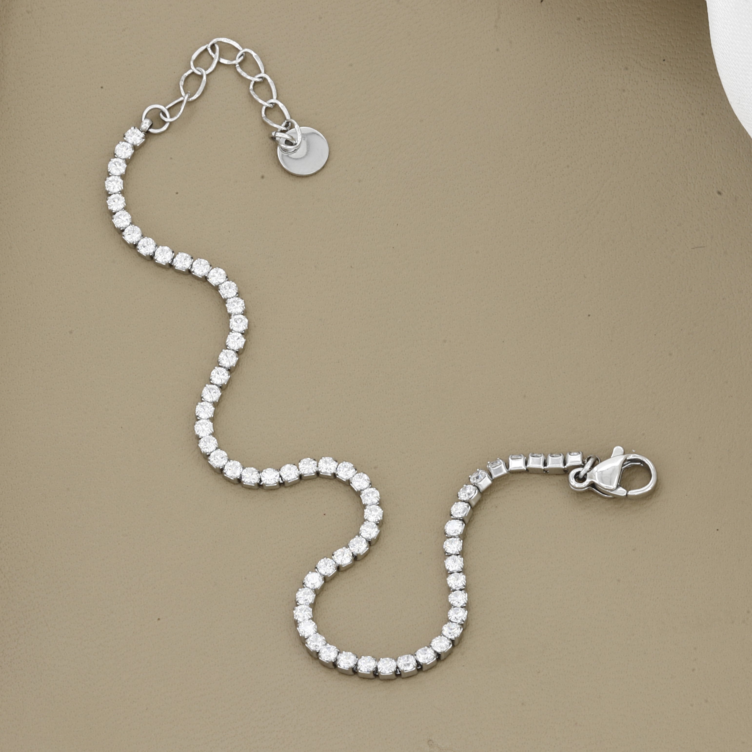 Classic Silver Tone Adjustable Tennis Bracelet