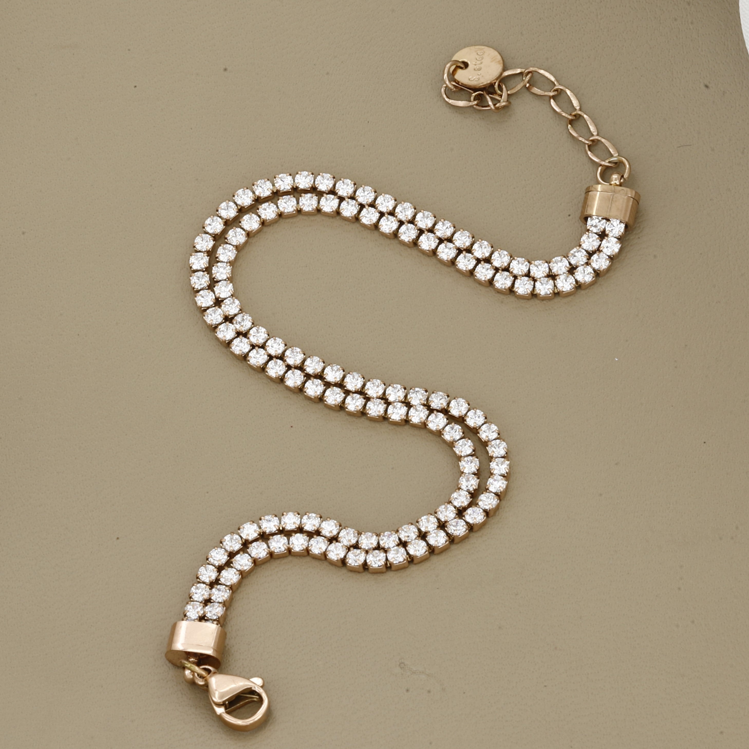 Elegant Double Strand CZ Tennis Bracelet in Gold