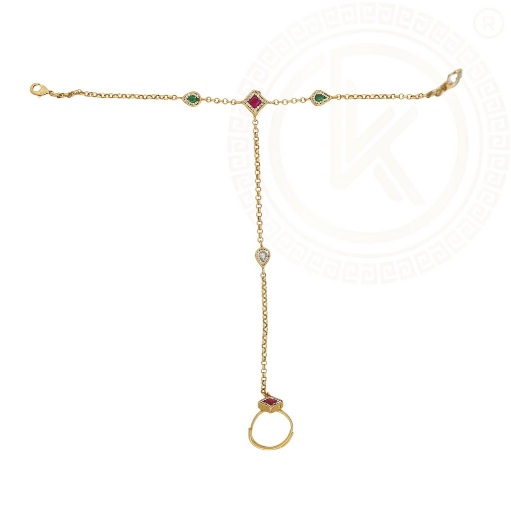 Gold Plated Antique Hath Panja with Kundan Accents