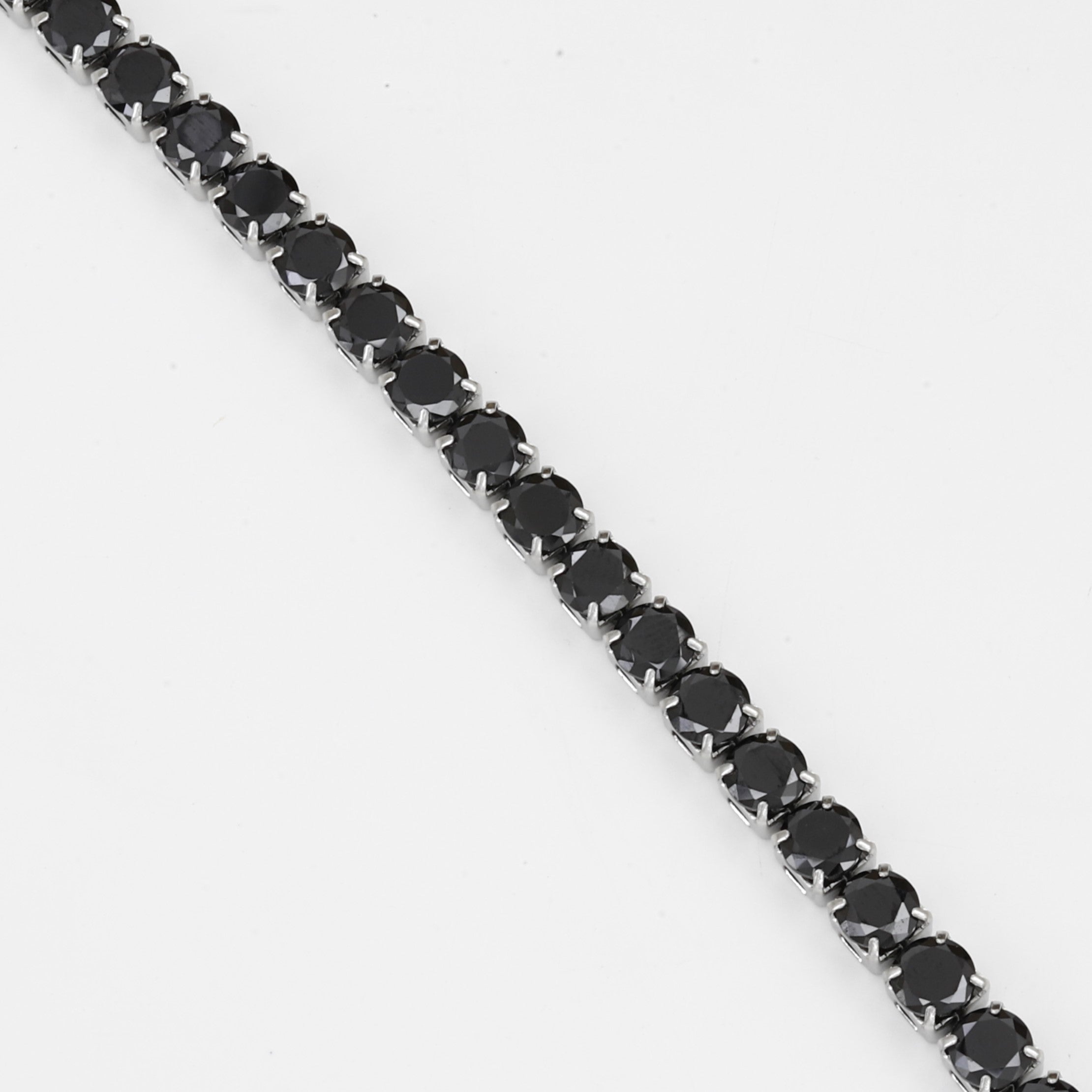 Classic Black Gemstone Tennis Bracelet in Silver Finish