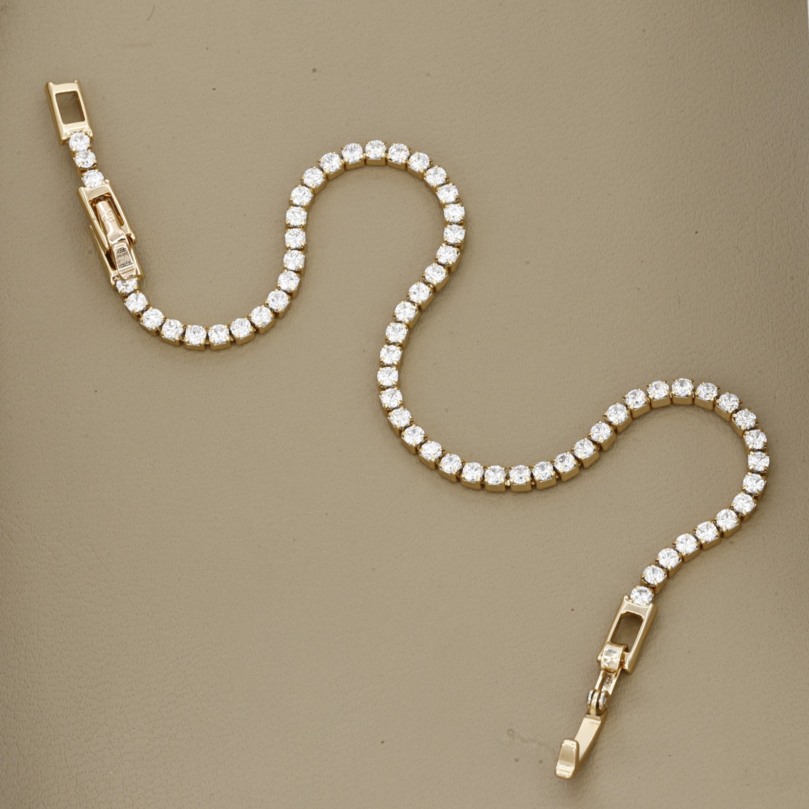 Sparkling Gold Plated Rhinestone Tennis Bracelet