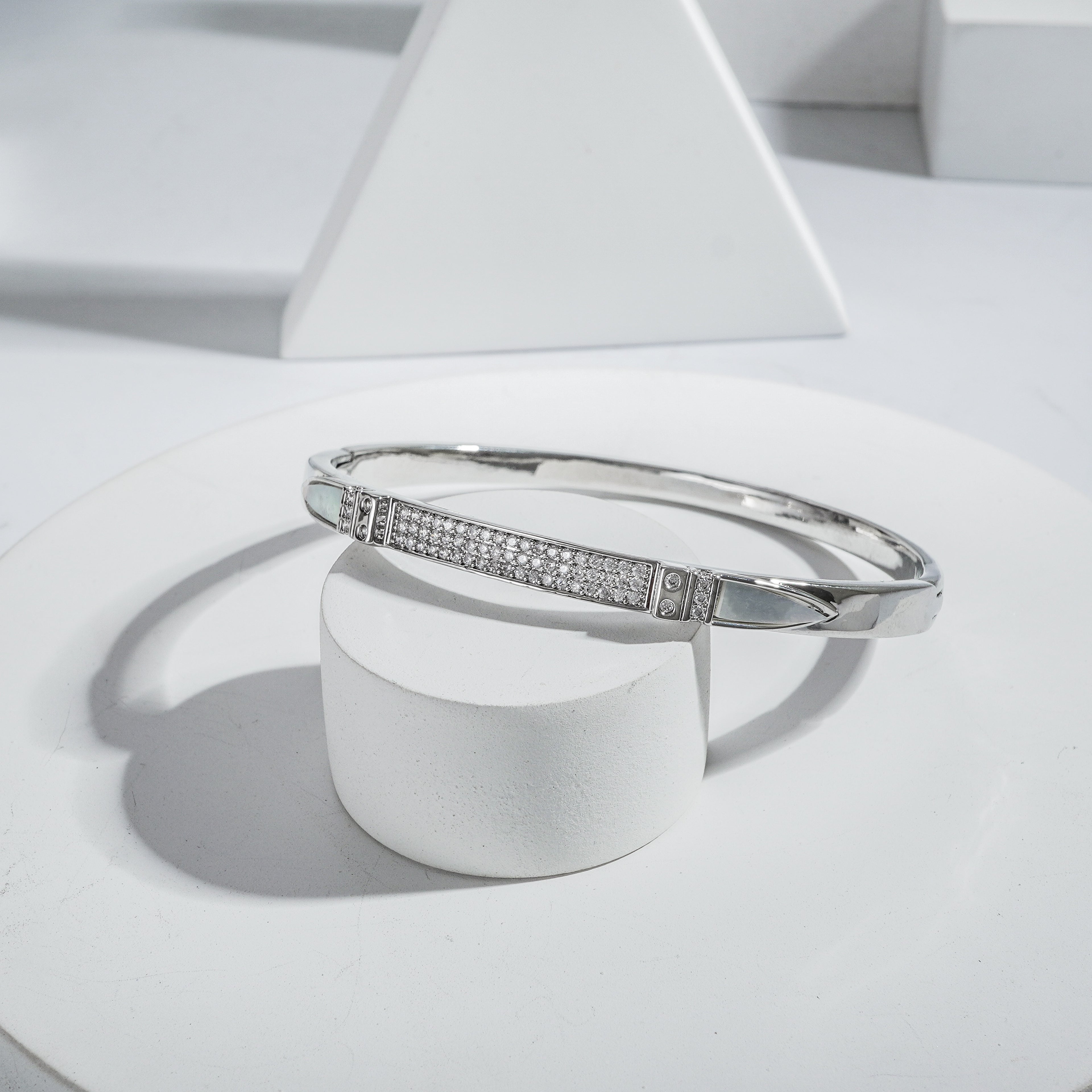 18k Mini American Diamond Silver Polish Kada