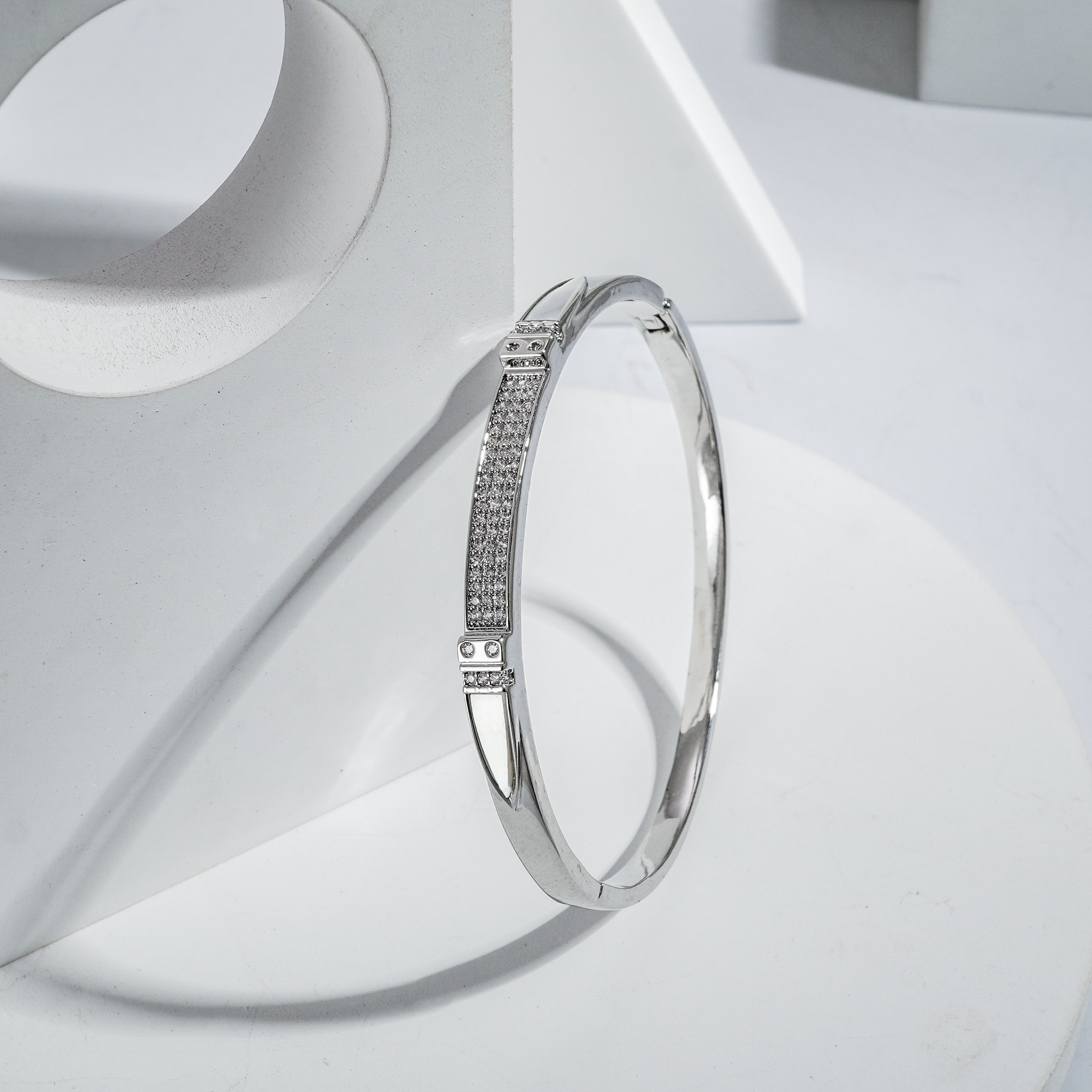 18k Mini American Diamond Silver Polish Kada