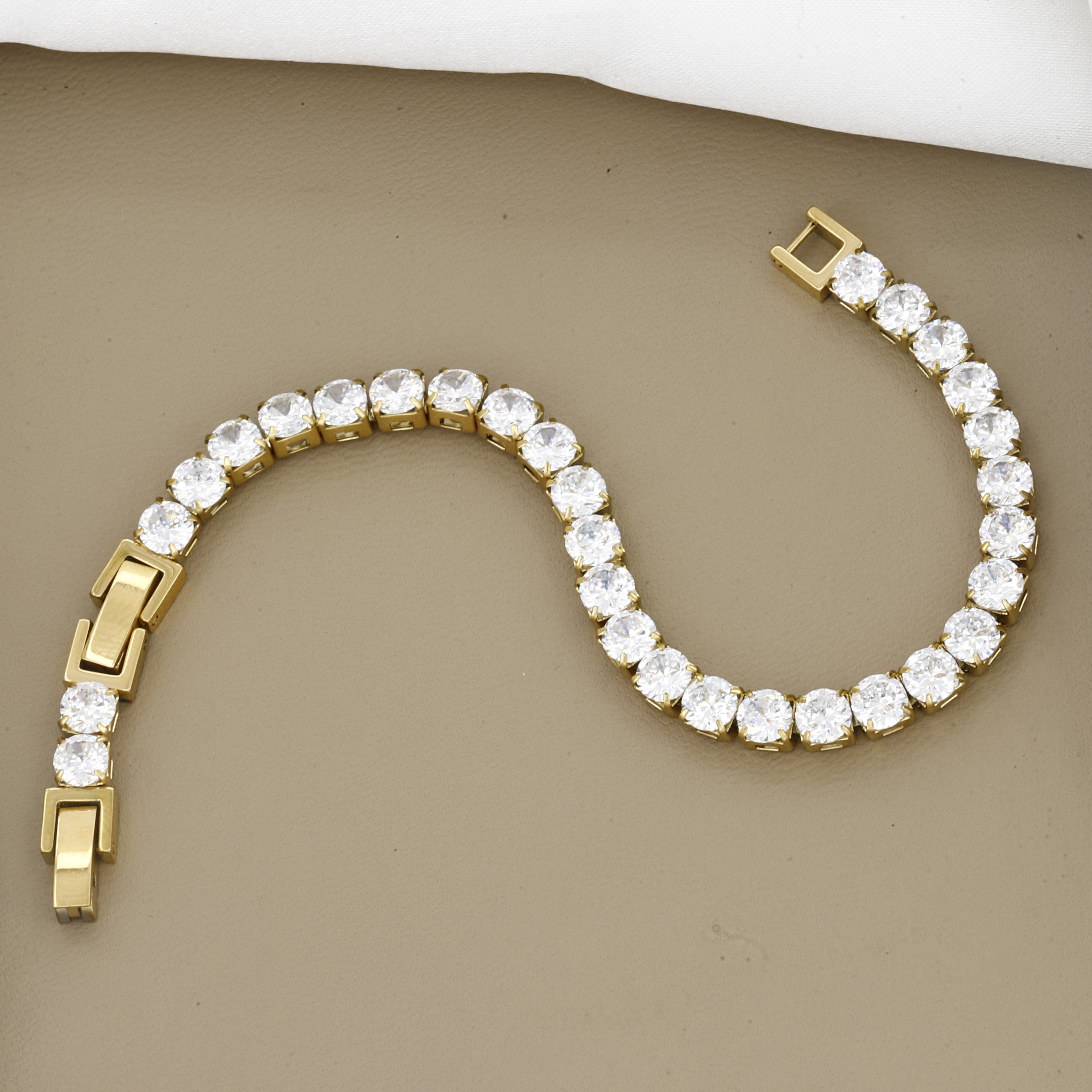 Elegant Gold Crystal Tennis Bracelet