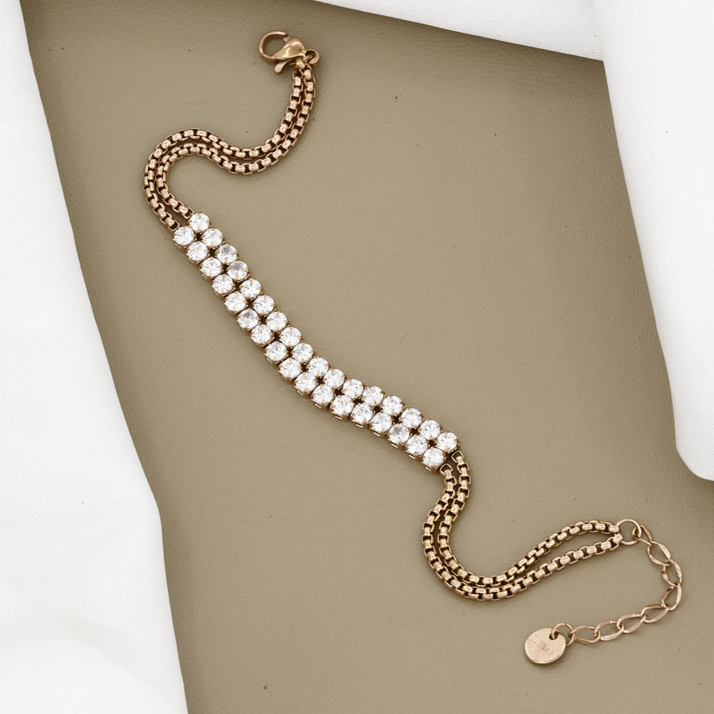 Elegant Rose Gold Double Row Crystal Bracelet