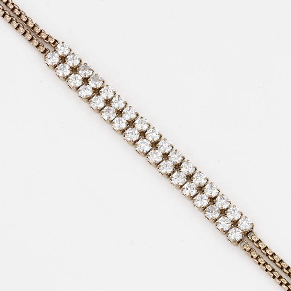 Elegant Rose Gold Double Row Crystal Bracelet