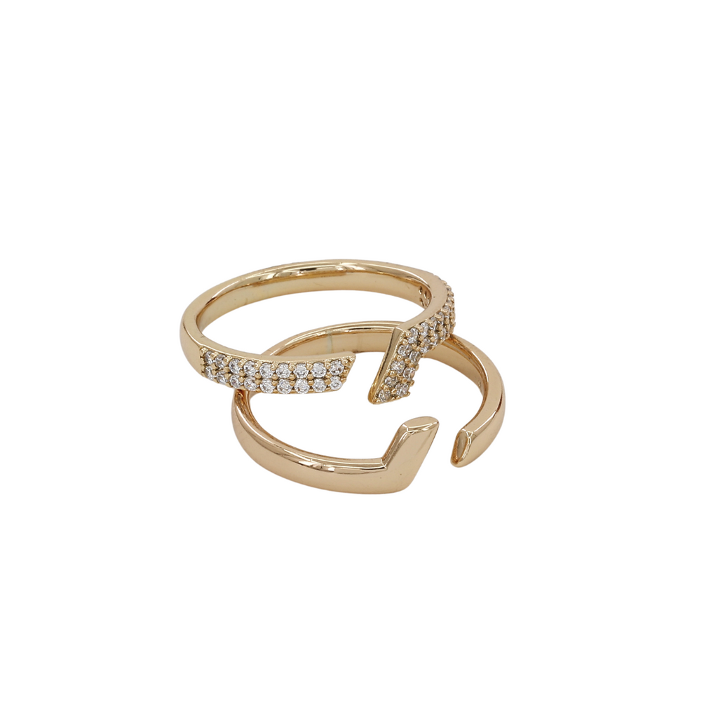 Elegant Gold-Toned Adjustable Wrap Rings with Crystal Accents
