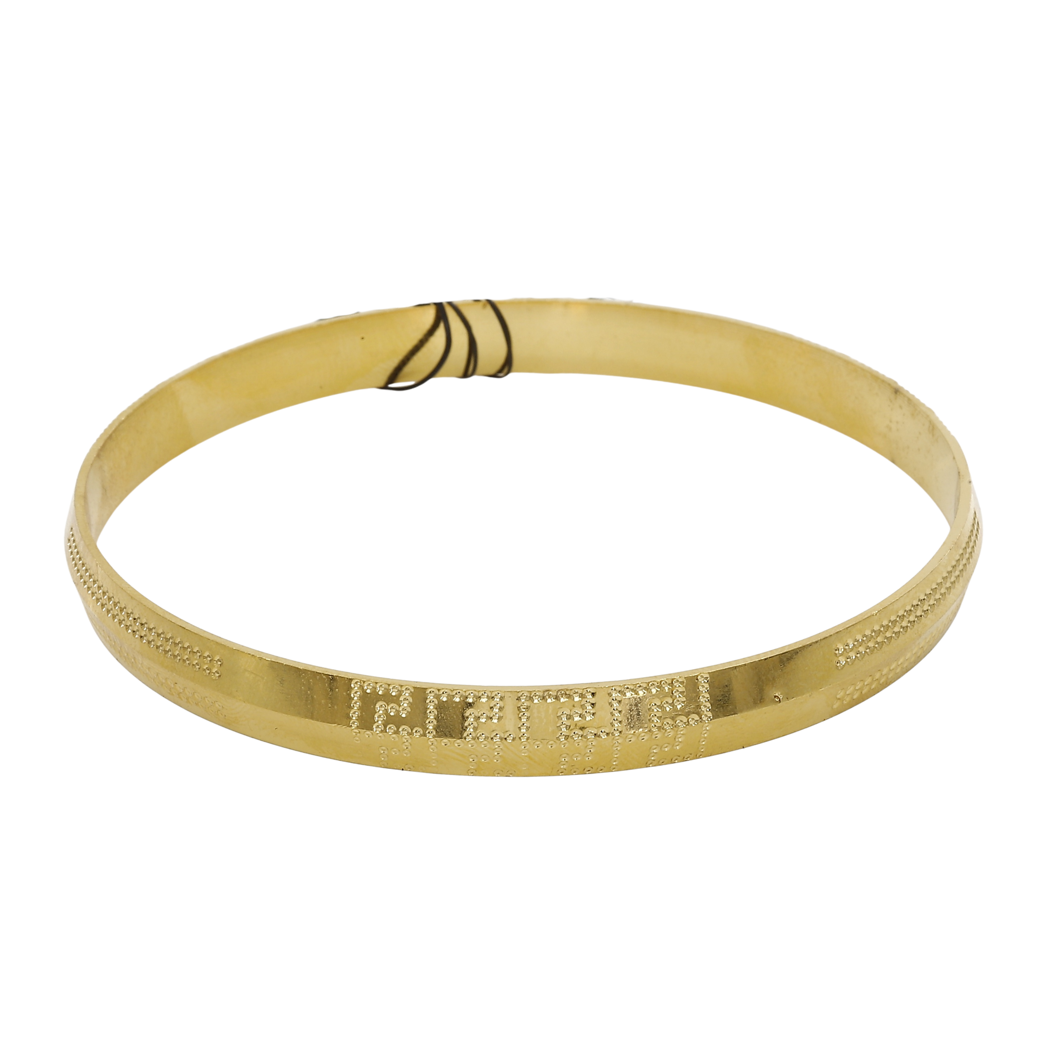Gold Polished Geometric Design Starling Panjabi (8mm) Kada(24gm)