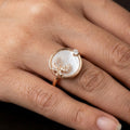 Elegant Mother-of-Pearl Butterfly Medallion Ring in 14K Gold-Plated Finish