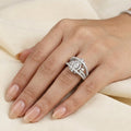 Elegant Silver Tone Statement Ad Ring