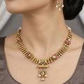 Elegant Antique Gold Floral Necklace & Earring Set