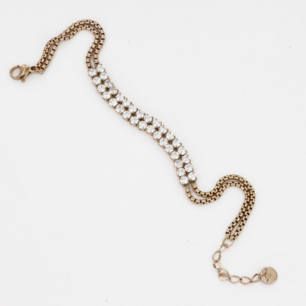 Elegant Rose Gold Double Row Crystal Bracelet