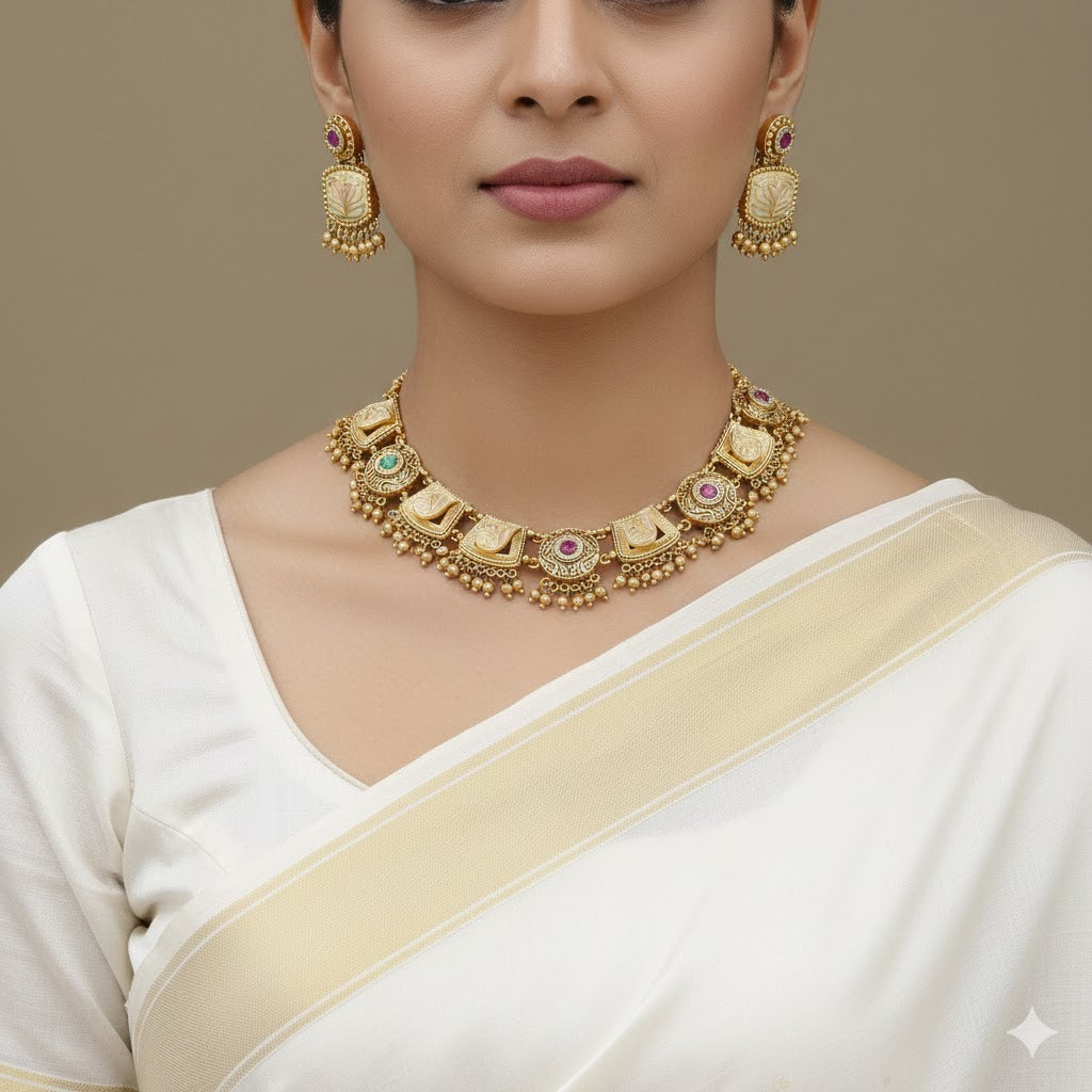 Pastel Petals Meenakari & Kundan Necklace Set