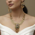 Antique Gold Plated Traditional Necklace Set with Earrings