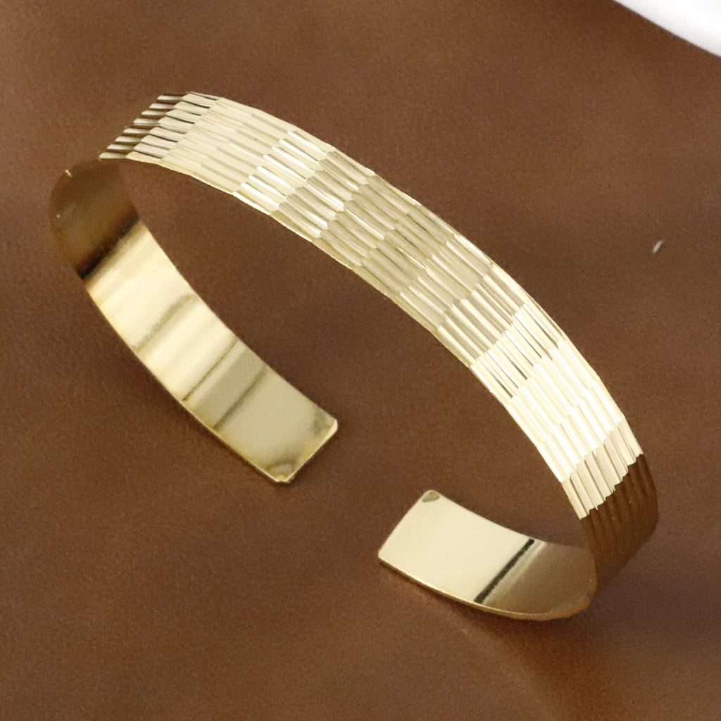Premium Gold Textured Open Cuff Kada for Men