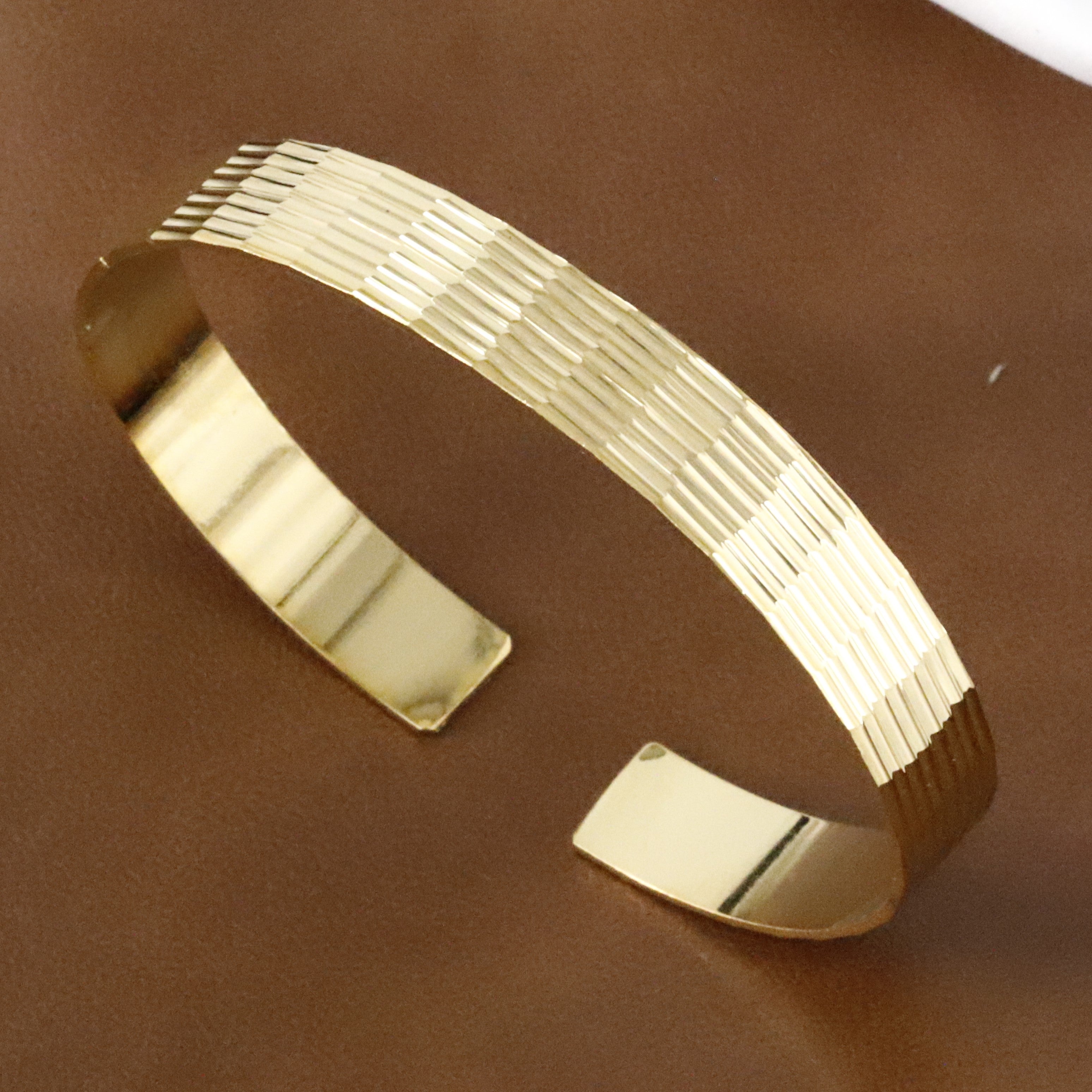 Premium Gold Textured Open Cuff Kada for Men