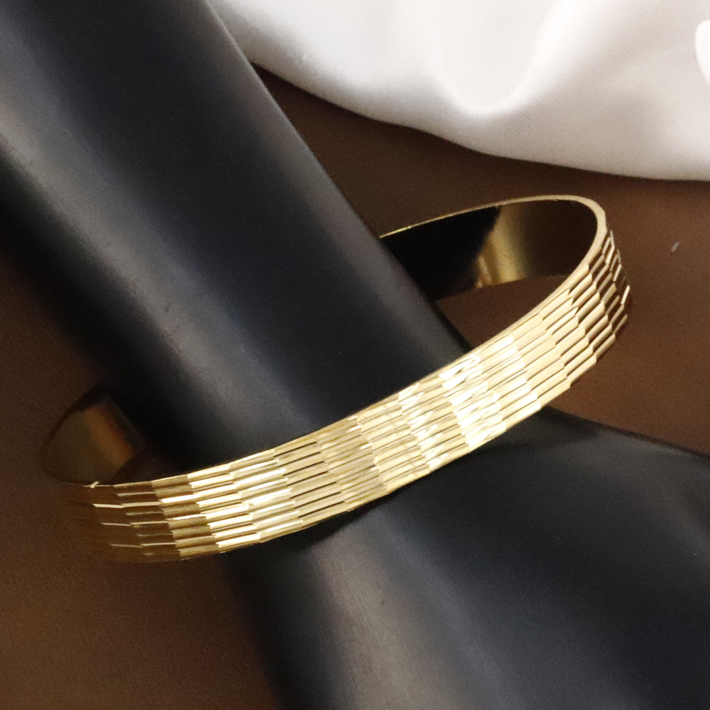 Premium Gold Textured Open Cuff Kada for Men