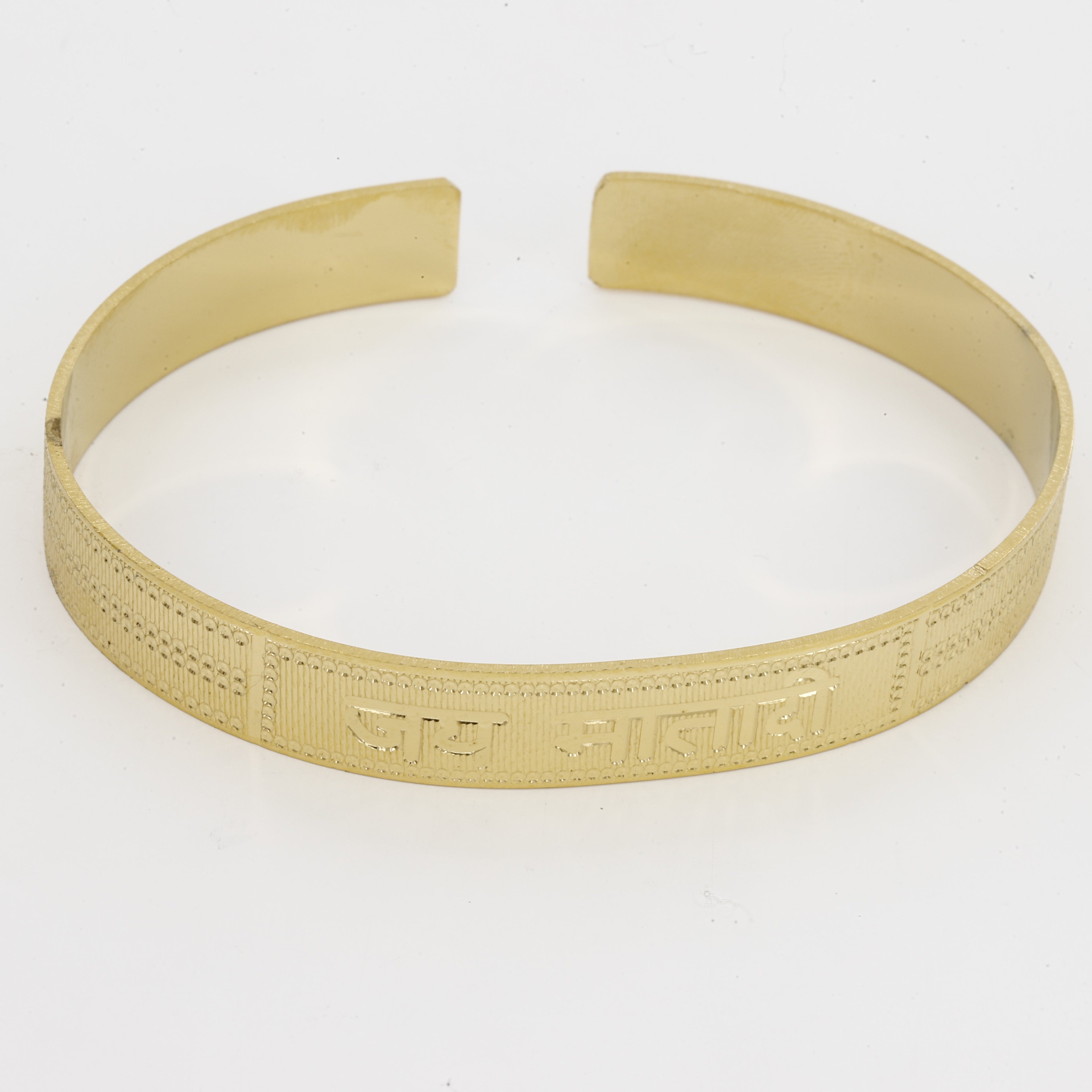 Jai Mata Di Engraved Spiritual Gold Kada for Men