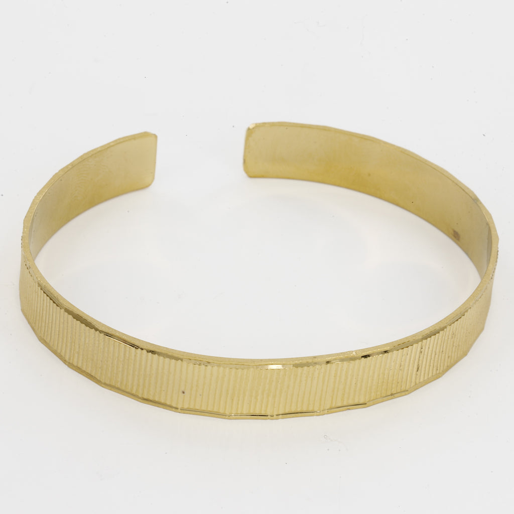 Minimalist Gold Stripped Cuff Kada for Men