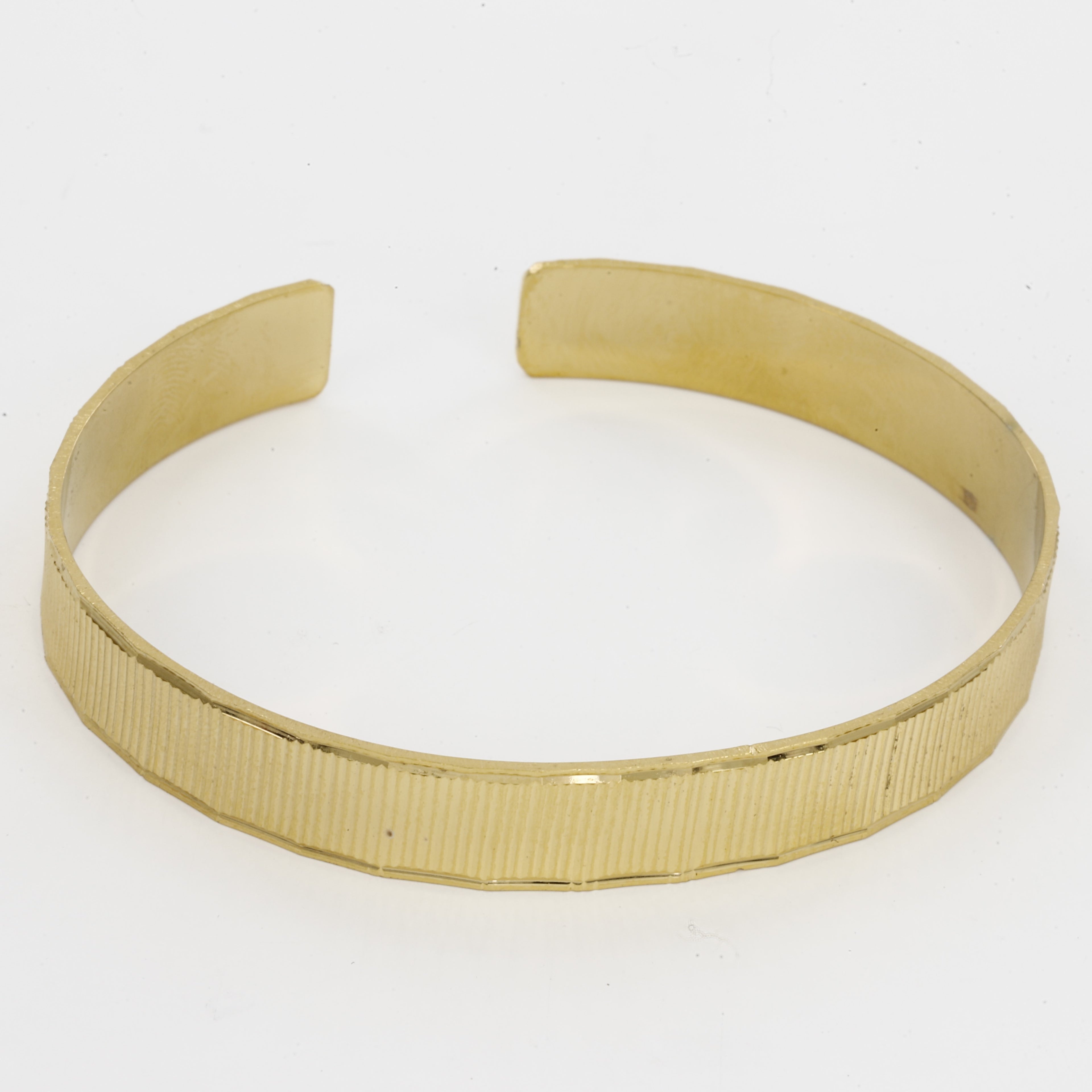 Minimalist Gold Stripped Cuff Kada for Men