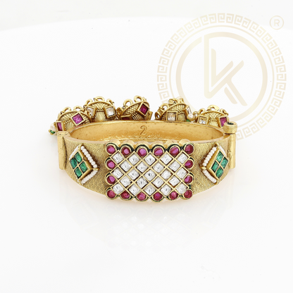 Traditional Jhumka Antique Kada with Gemstones