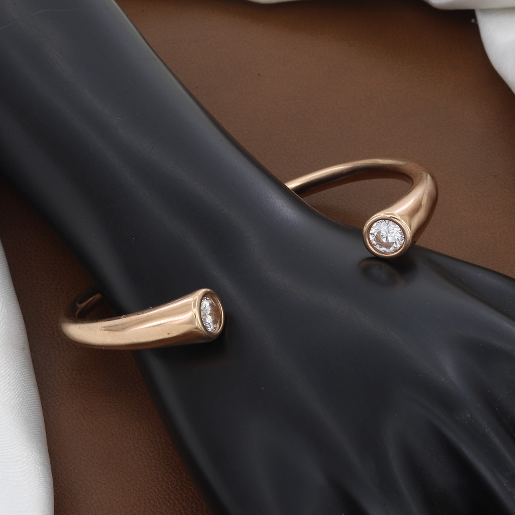 Minimalist Gold Open Cuff Bracelet with Dual Stones