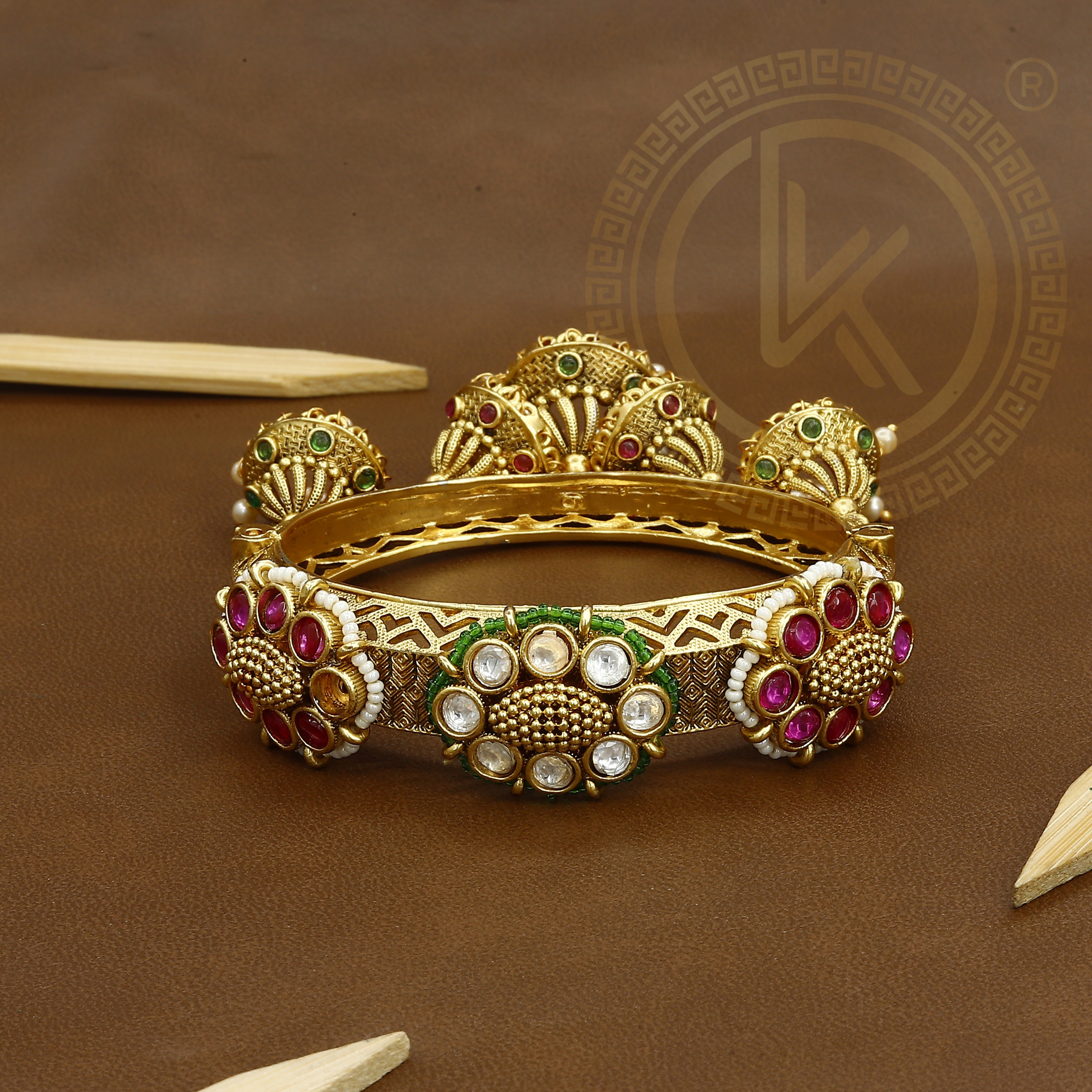 Statement Kundan Antique Kada for Weddings & Festivals