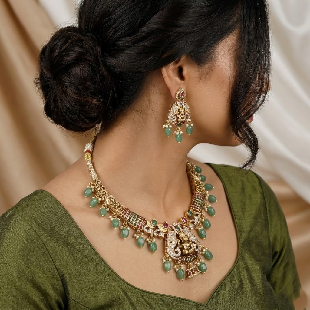 Antique Gold-Plated Lakshmi Temple Jewelry Set