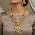 Traditional Gold-Plated Layered Kundan Necklace & Earrings