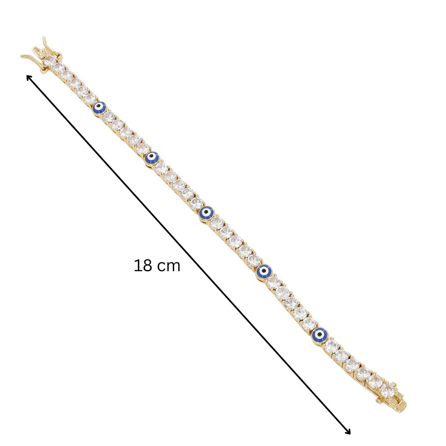 Gold Evil Eye Tennis Bracelet with CZ Stones