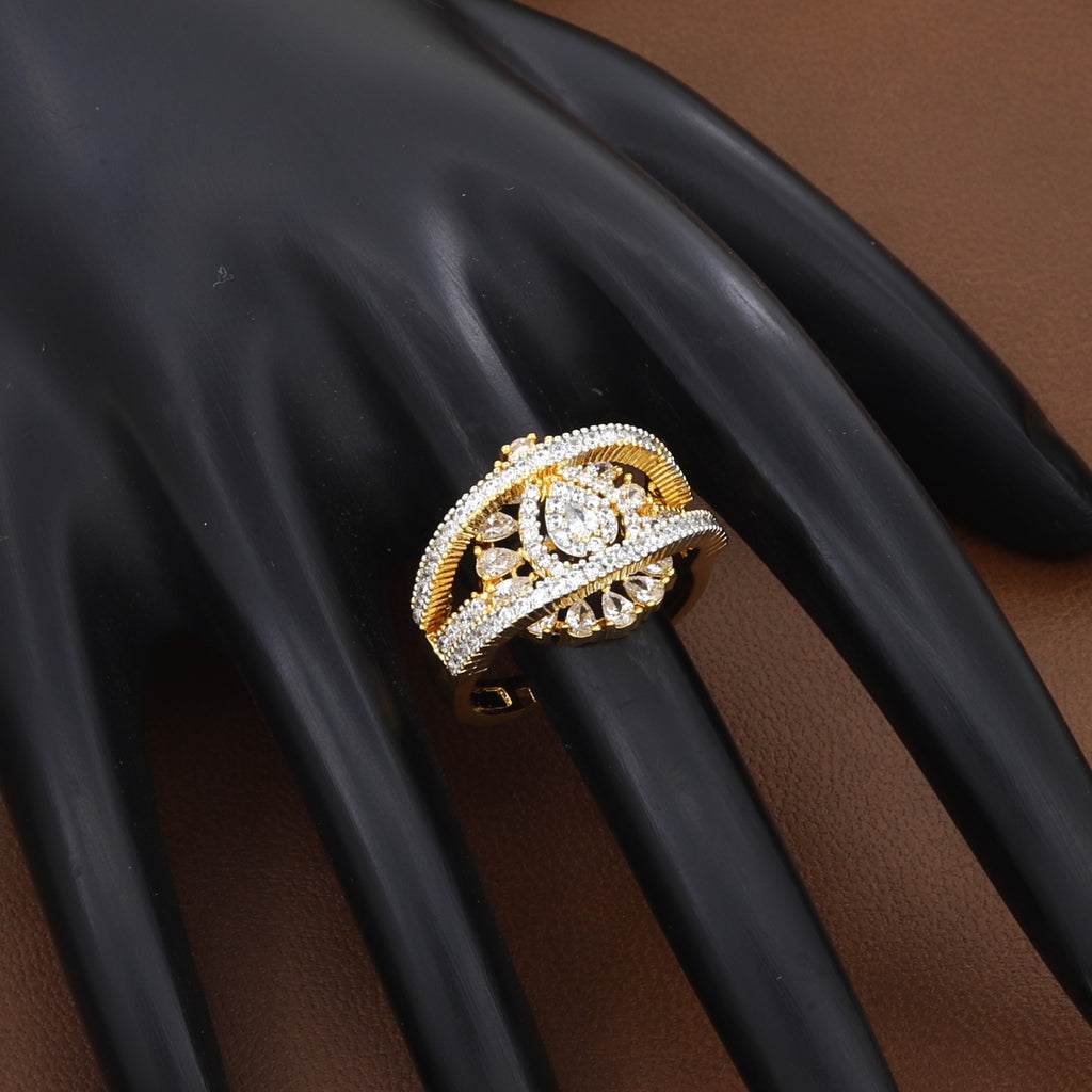 Elegant Gold Tone Statement Ad Ring