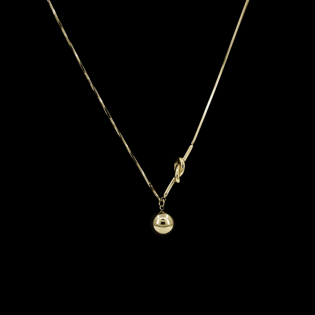 Gold Orb & Knot Pendant Necklace