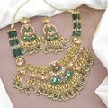 Kundan Heritage Mint Green Necklace Set with Pearl & Stone Drops