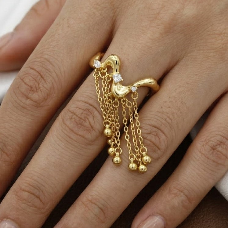 Gold Molten Lava Fringe Ring