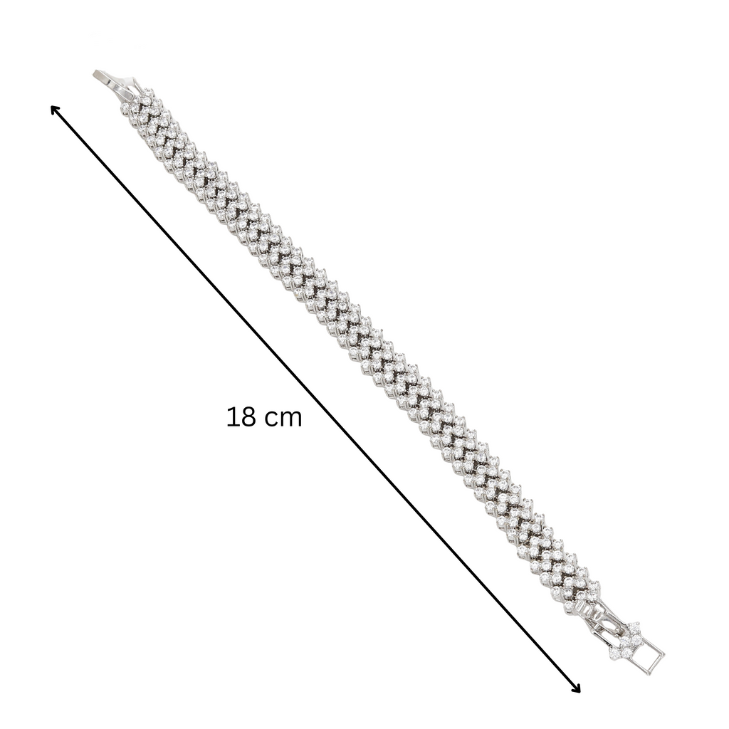 Silver Leaf Design CZ Bracelet