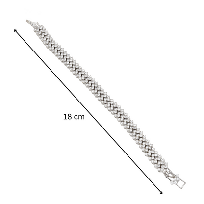 Silver Leaf Design CZ Bracelet