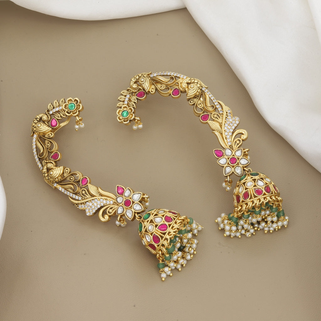 Antique Gold Peacock Ear Cuff Jhumka