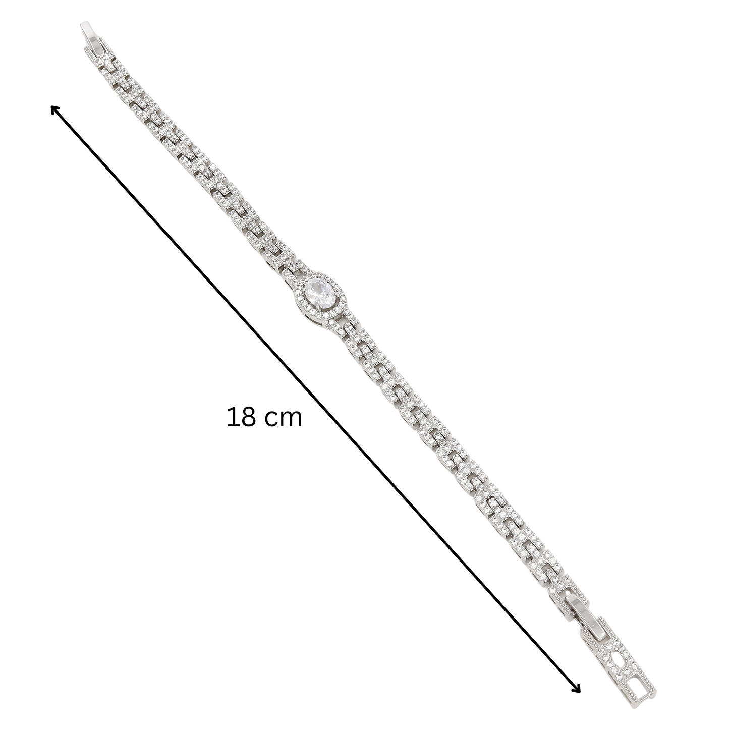 The Classic Silver Polished Oval Center Stone Bracelet