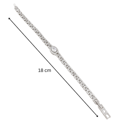 The Classic Silver Polished Oval Center Stone Bracelet