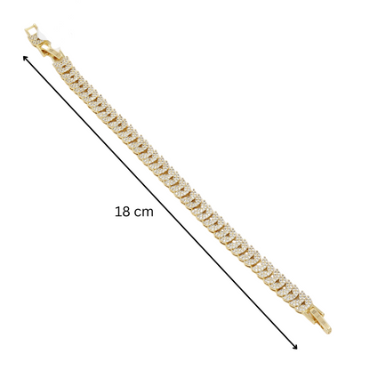 Gold Leaf Design Cubic Zirconia Tennis Bracelet