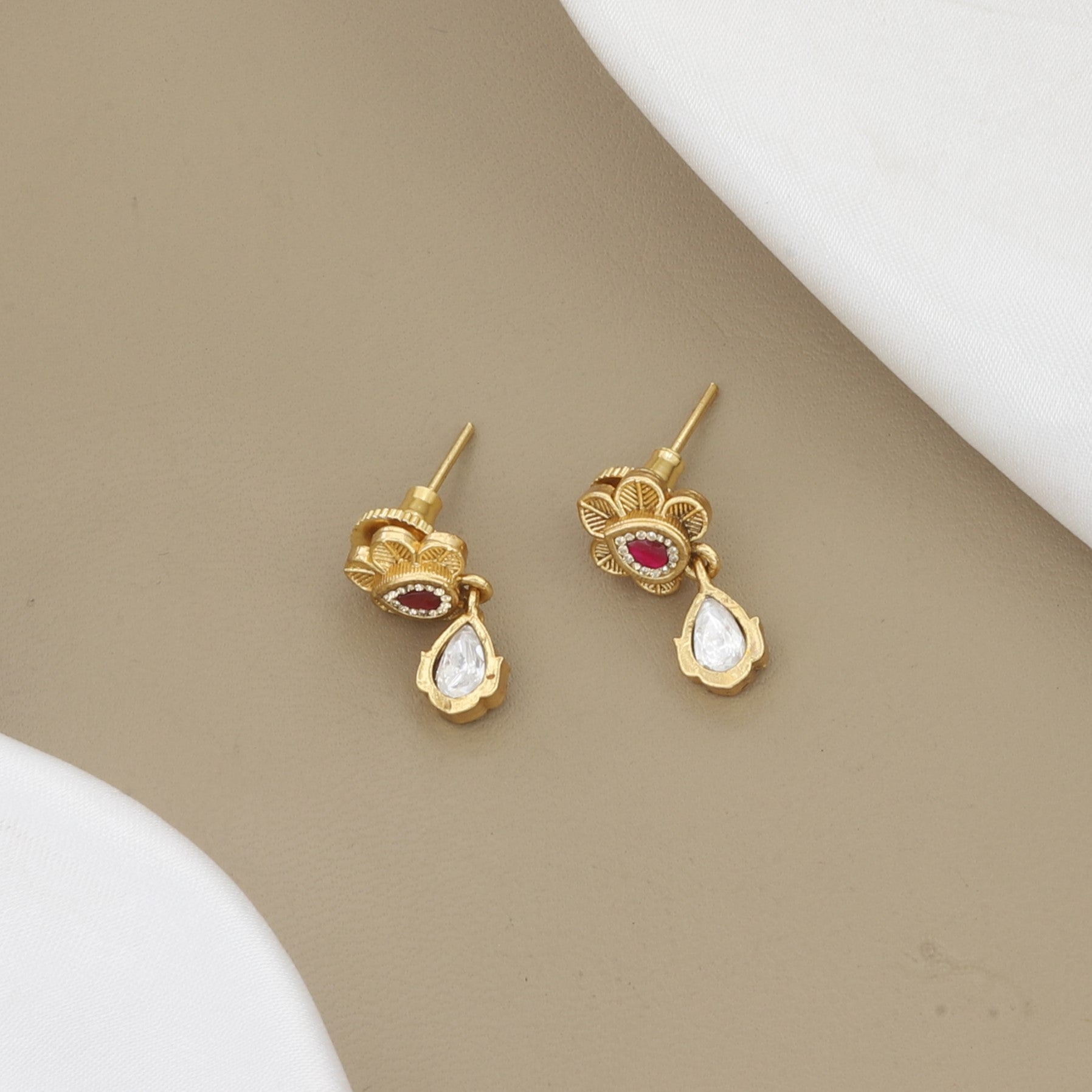 Elegant Matte Gold Ethnic Necklace & Earring Set