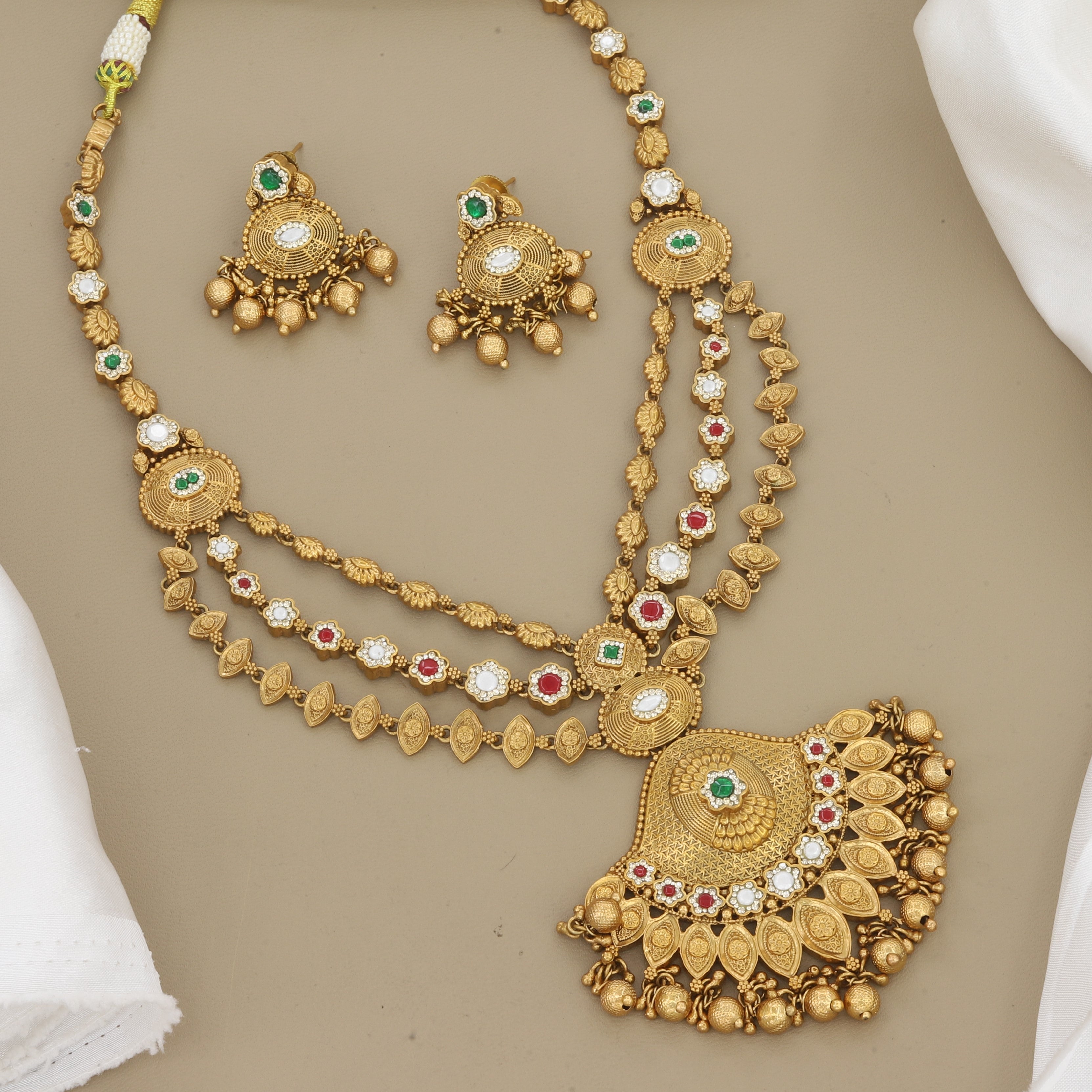 Antique Finish Layered Statement Necklace Set