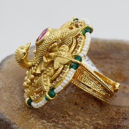 3D Peacock Design Antique Wedding Freesize Ring