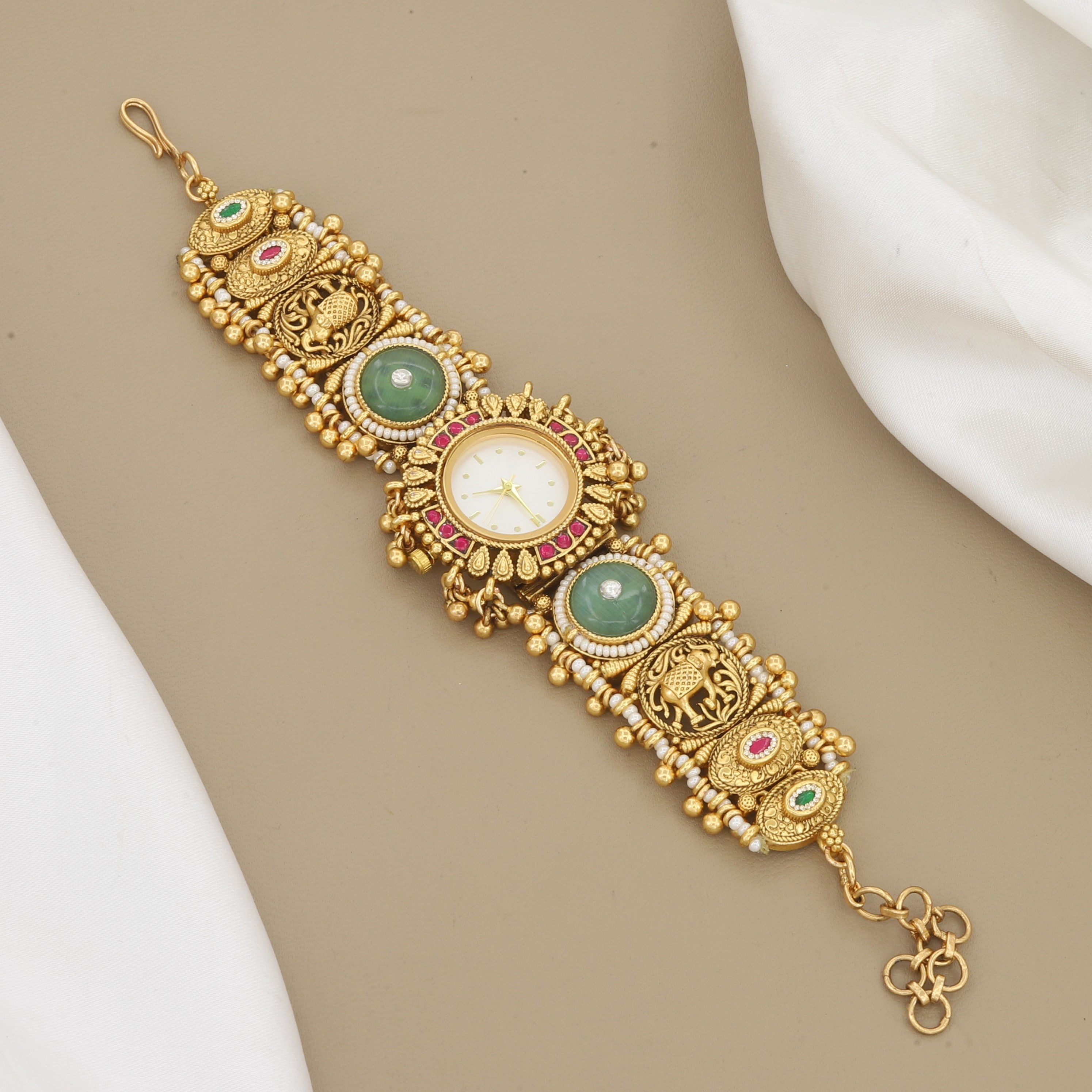 Antique Gold Traditional Indian Bracelet Watch for Women