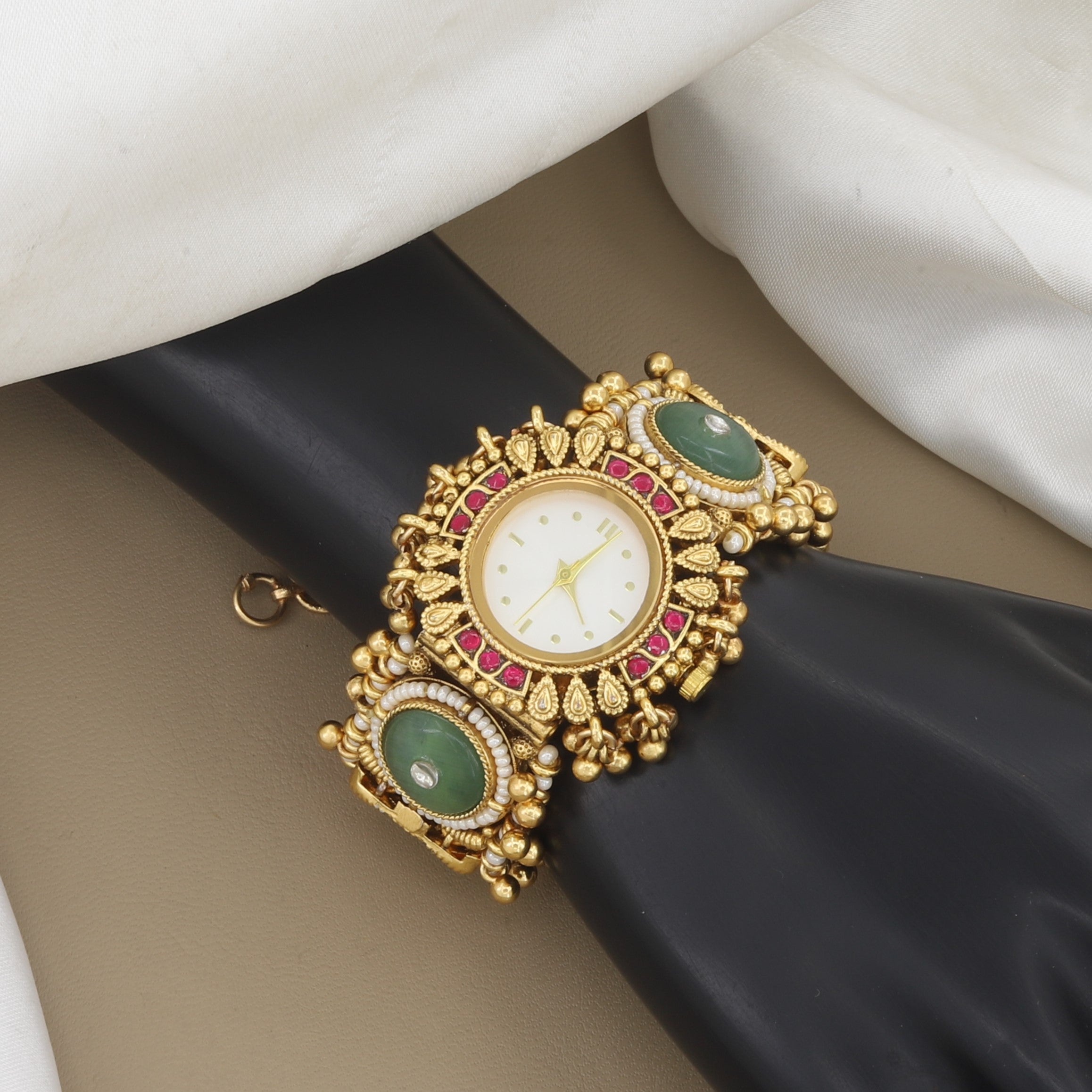 Antique Gold Traditional Indian Bracelet Watch for Women