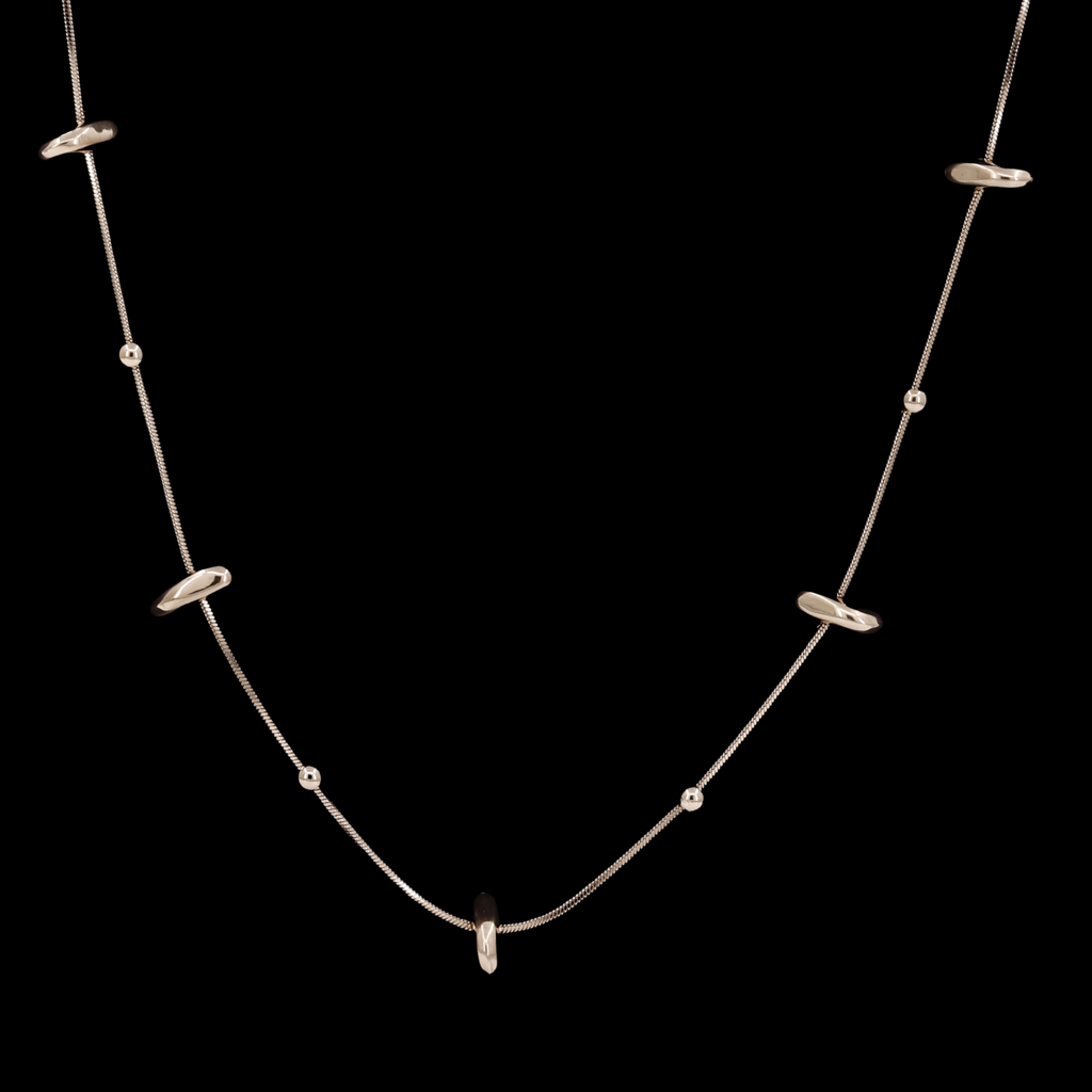 Minimalist Gold Pebble Station Necklace