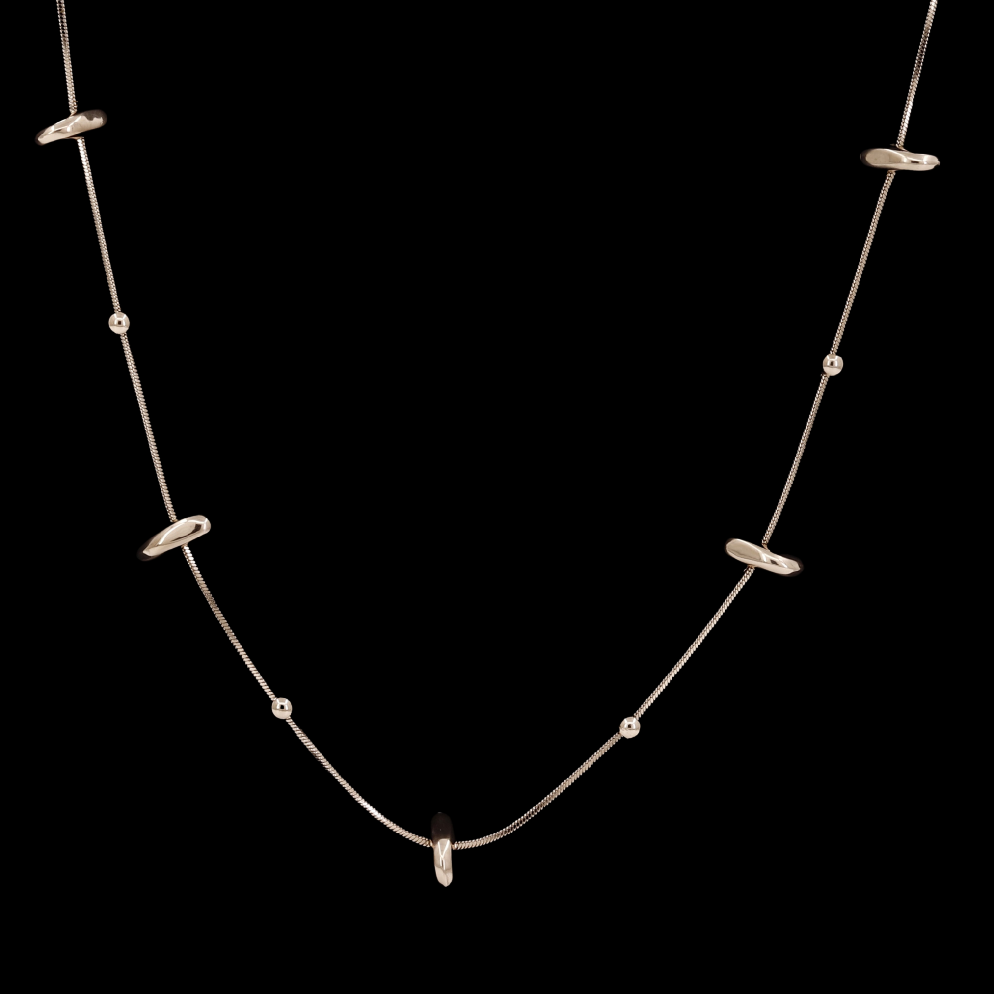 Minimalist Gold Pebble Station Necklace