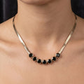 Elegant Gold & Black Bezel Stone Choker Necklace